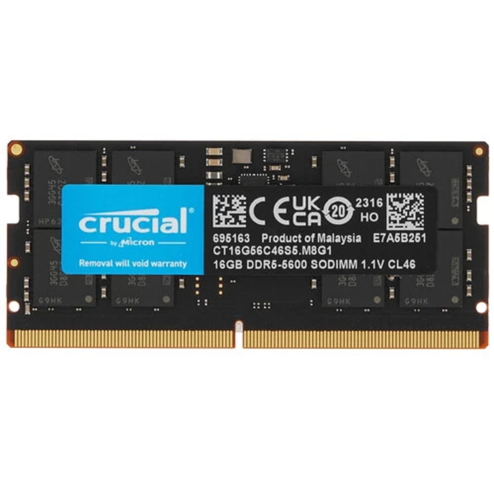 Crucial by Micron 16GB DDR5-5600 SODIMM (CT16G56C46S5) CL46 1.1V, 1 Year Warrаnty OEM