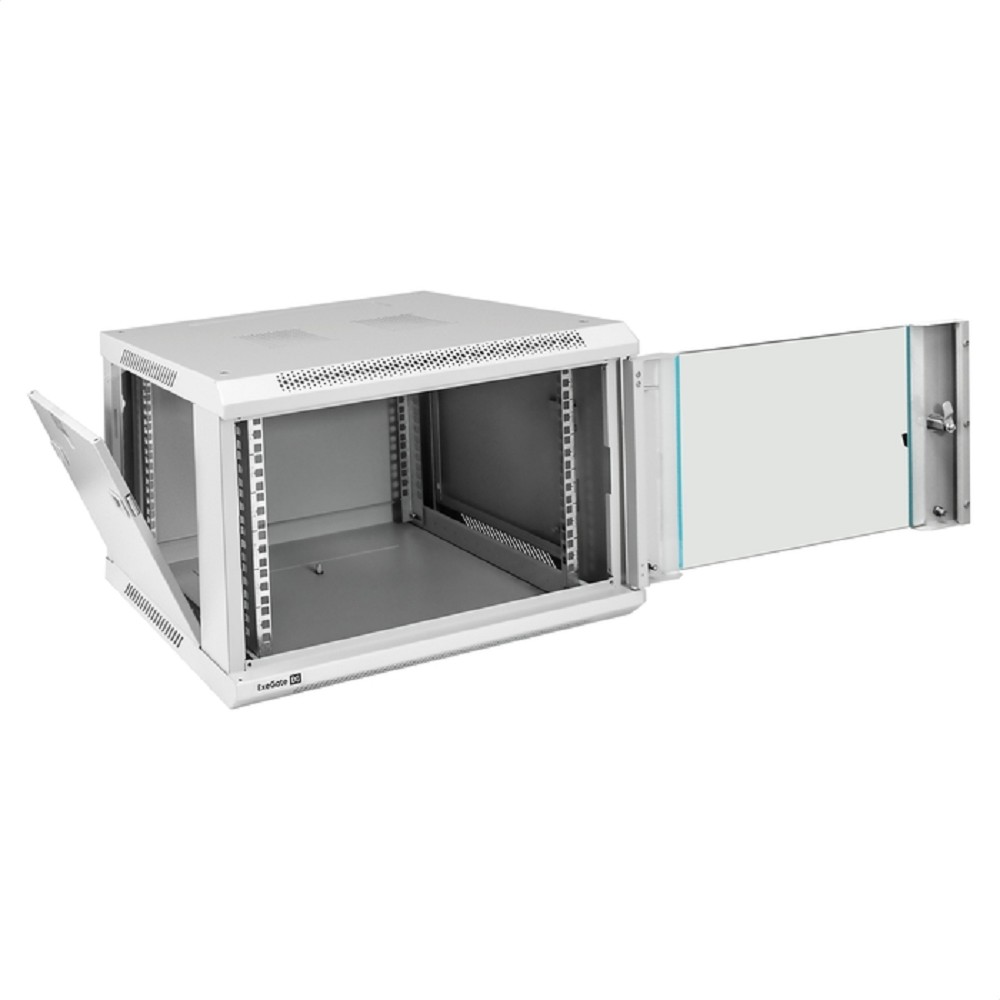 Exegate EX298599RUS Шкаф телекоммуникационный 19" настенный 6U ExeGate EC-WM-6U.450.G.GREY (19”, 6U, 600x450x370mm (ШхГхВ), передняя дверь закаленное стекло, съемные боковые панели, пыле- и влагозащит