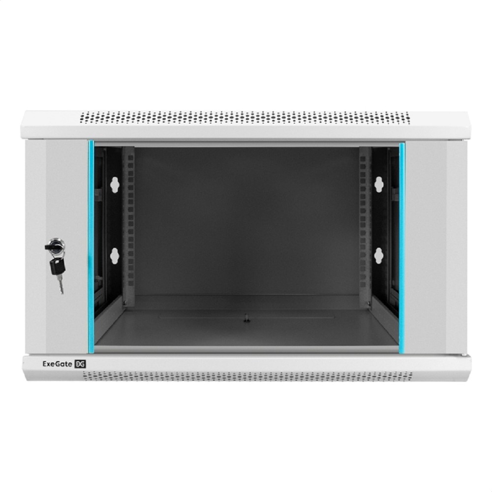 Exegate EX298600RUS Шкаф телекоммуникационный 19" настенный 6U ExeGate EC-WM-6U.600.G.GREY (19”, 6U, 600x600x370mm (ШхГхВ), передняя дверь закаленное стекло, съемные боковые панели, пыле- и влагозащит