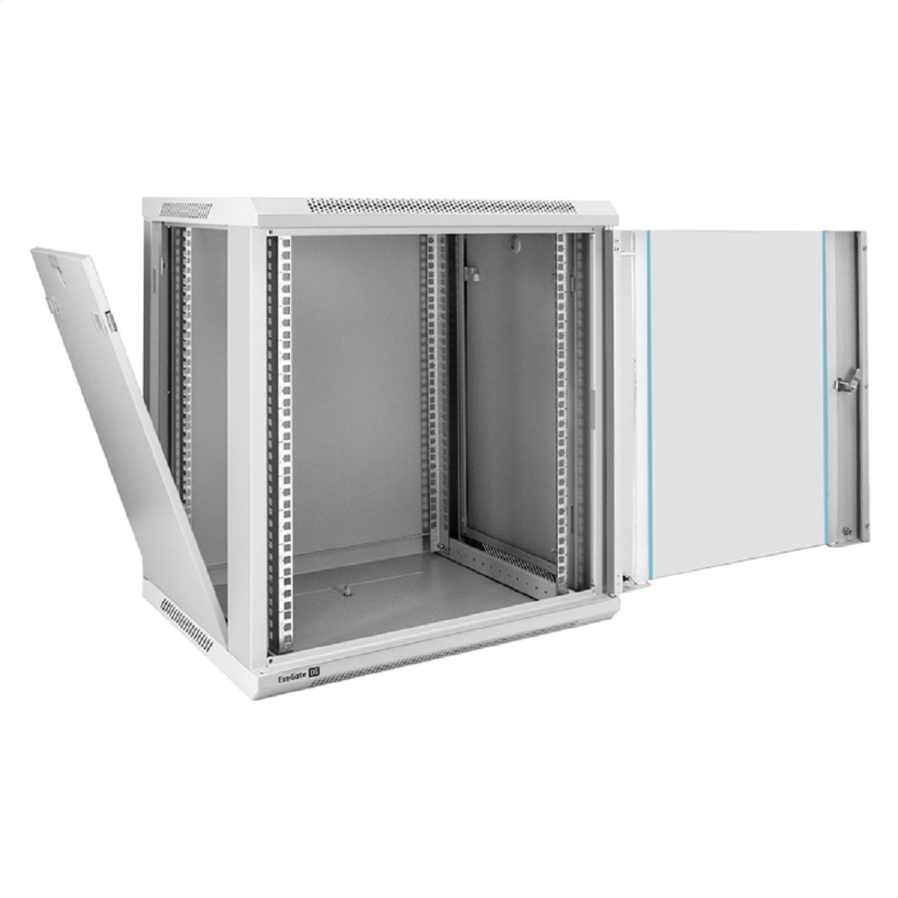 Exegate EX298603RUS Шкаф телекоммуникационный 19" настенный 12U ExeGate EC-WM-12U.450.G.GREY (19”, 12U, 600x450x635mm (ШхГхВ), передняя дверь закаленное стекло, съемные боковые панели, пыле- и влагоза