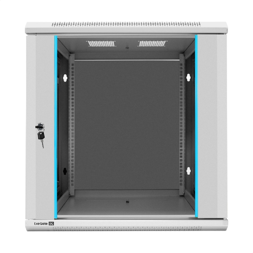 Exegate EX298604RUS Шкаф телекоммуникационный 19" настенный 12U ExeGate EC-WM-12U.600.G.GREY (19”, 12U, 600x600x635mm (ШхГхВ), передняя дверь закаленное стекло, съемные боковые панели, пыле- и влагоза