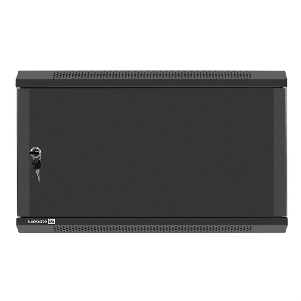 Exegate EX298617RUS Шкаф телекоммуникационный 19" настенный 6U ExeGate EC-WM-6U.450.M.BLACK (19”, 6U, 600x450x370mm (ШхГхВ), передняя дверь металл, съемные боковые панели, пыле- и влагозащита IP23, че