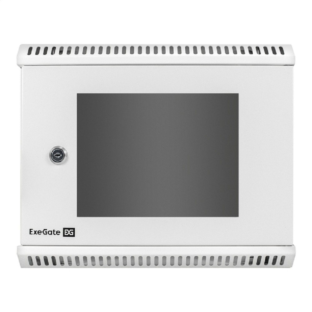 Exegate EX298623RUS Шкаф телекоммуникационный 10" настенный 6U ExeGate EC-WM-6U.280.G.GREY (10”, 6U, 350x280x287mm (ШхГхВ), передняя дверь закаленное стекло, пыле- и влагозащита IP23, светло-серый RAL