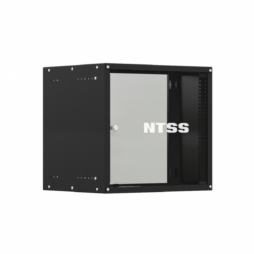 Шкаф коммутационный NTSS Lime (NTSS-WL9U5545GS-BL) настенный 9U 550x450мм пер.дв.стекл несъемн.бок.пан. 30кг черный 370мм 12кг 110град. 500мм IP20 сталь