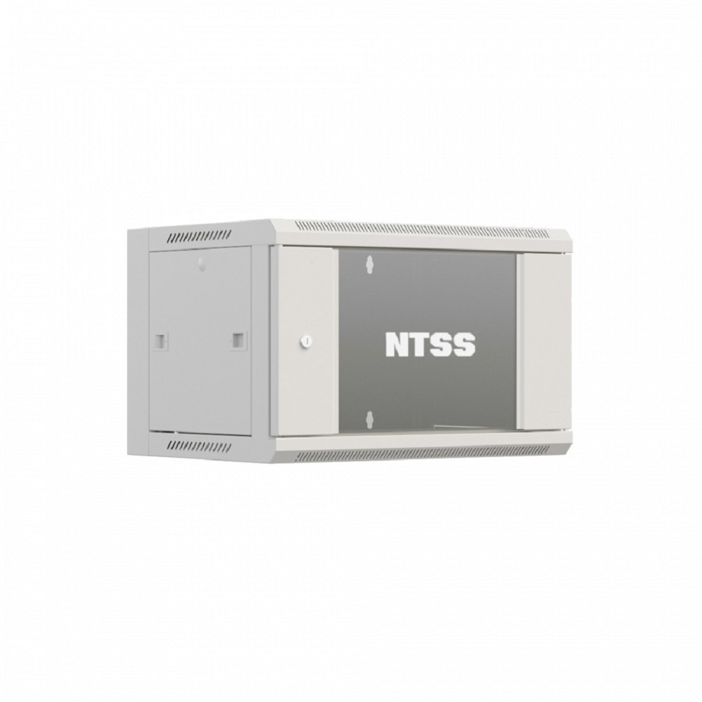 Шкаф коммутационный NTSS Премиум (NTSS-W6U6045GS-2) настенный 6U 600x450мм пер.дв.стекл 60кг серый 365мм 16кг 220град. 370мм IP20 сталь