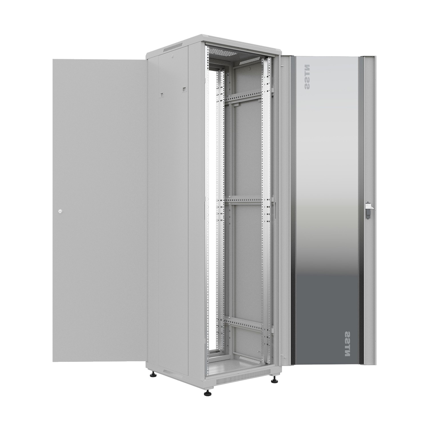 Шкаф коммутационный NTSS Премиум (NTSS-R18U6060GS) напольный 18U 600x600мм пер.дв.стекл металл 900кг серый 510мм 39.4кг 978.6мм IP20