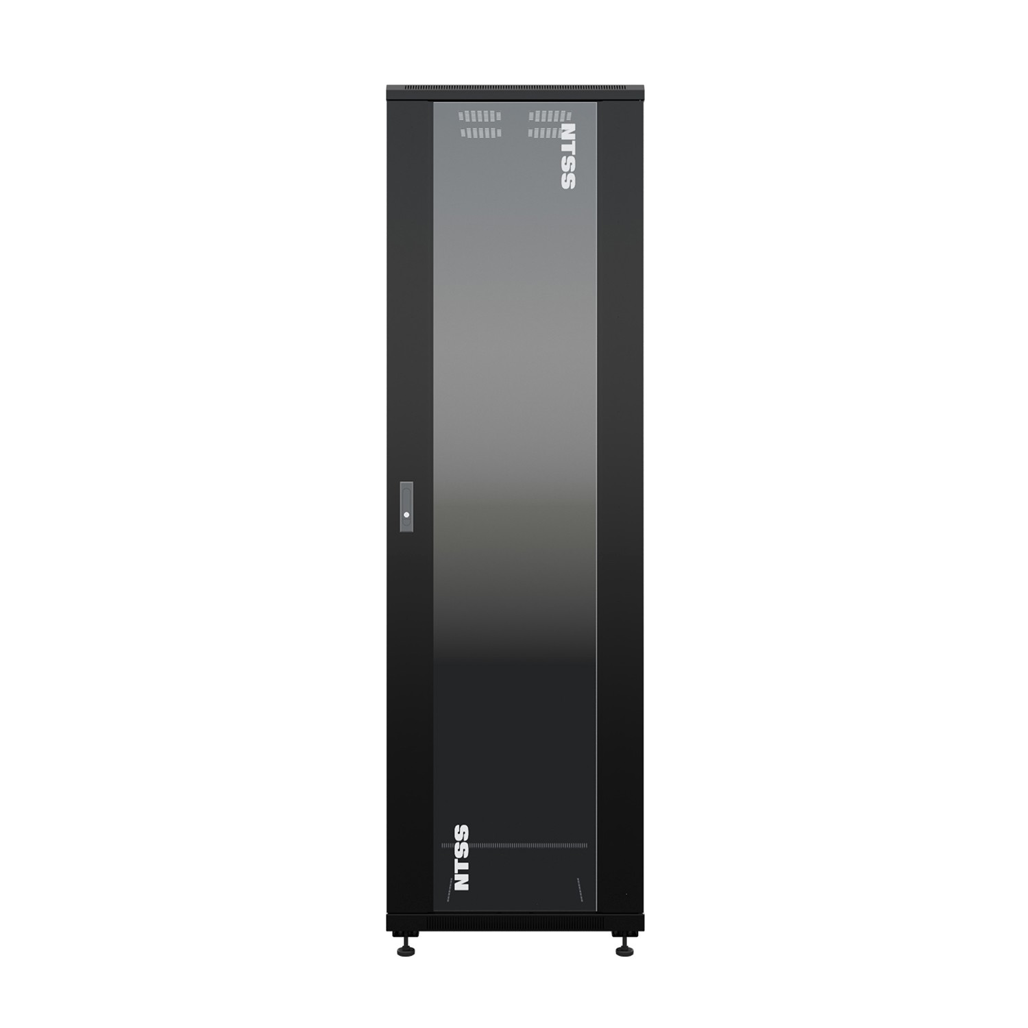 NTSS Шкаф напольный универсальный серверный NTSS R 18U 600х800мм, 4 профиля 19, двери стекло и сплошная металл, боковые стенки съемные, регулируемые опоры, разобранный, черный RAL 9005 NTSS-R18U6080GS арт. NTSS-R18U6080GS-BL