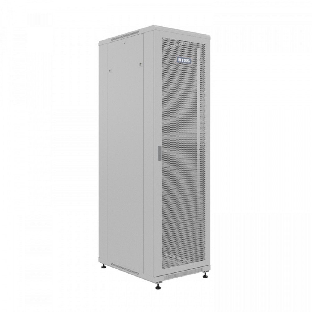 NTSS Шкаф напольный универсальный серверный NTSS R 18U 600х800мм, 4 профиля 19, двери перфорированная и сплошная металл, боковые стенки съемные, регулируемые опоры, разобранный, серый RAL 7035 NTSS-R1 арт. NTSS-R18U6080PD