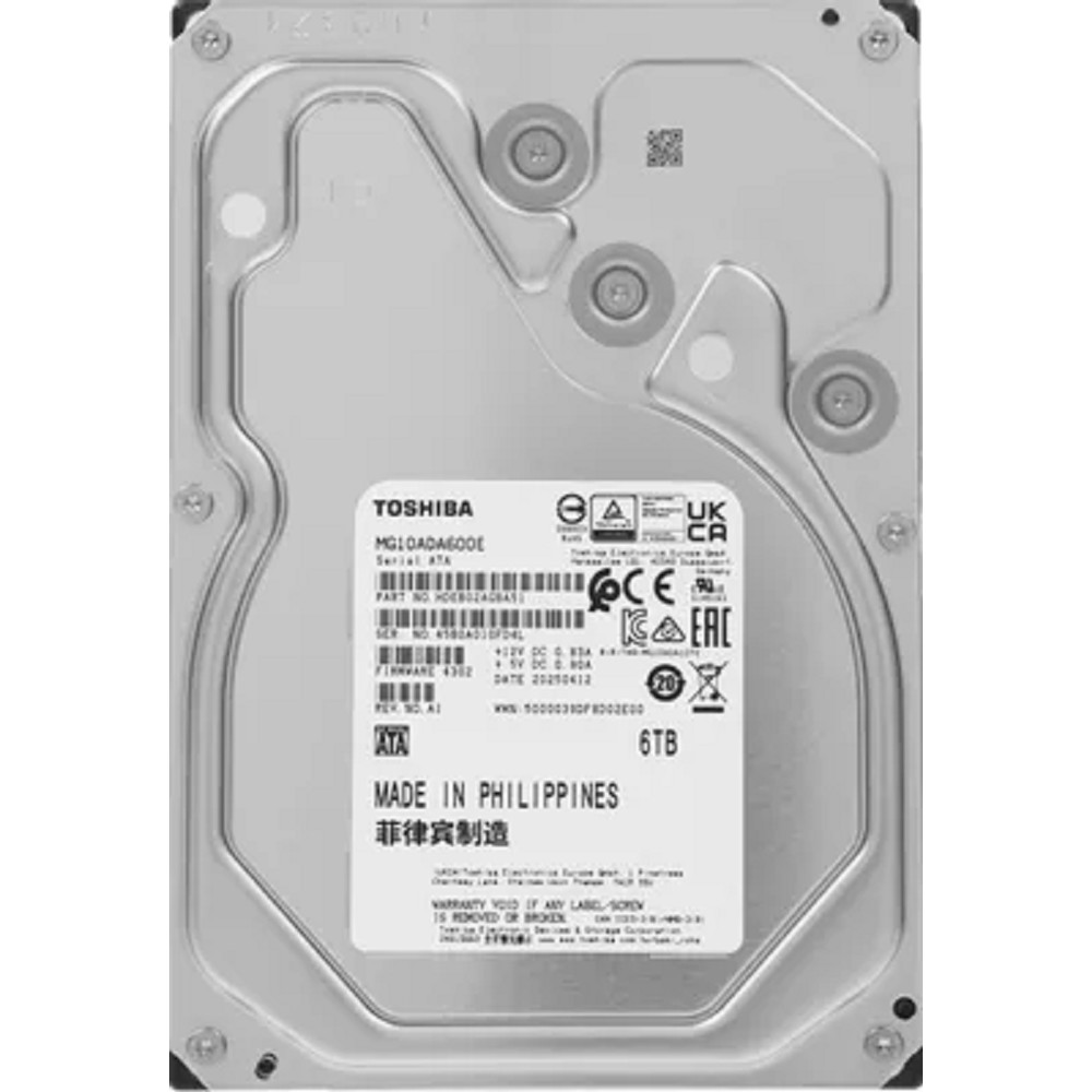Toshiba Enterprise HDD 3.5" SATA 6TB, 7200 rpm, 512MB buffer, MG10ADA600E, 1 year