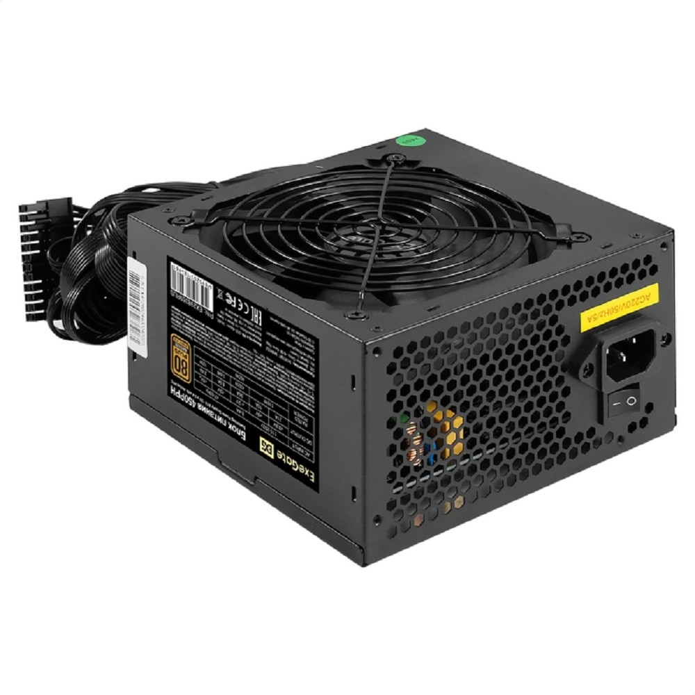 Exegate EX298359RUS Блок питания 450W ExeGate 80 PLUS® Bronze 450PPH (ATX, APFC, КПД 88% (80 PLUS Bronze), 12cm fan, 24pin, (4+4)pin, 2xPCI-E, 3xSATA, 3xIDE, black, Color Box)