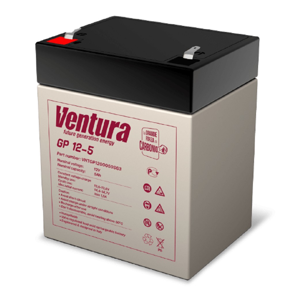 АКБ Ventura GP 12-5 12V/5Ah {S63 (F2), ДхШхВ 91х70х107мм, 1.56кг, срок службы 6-9 лет}