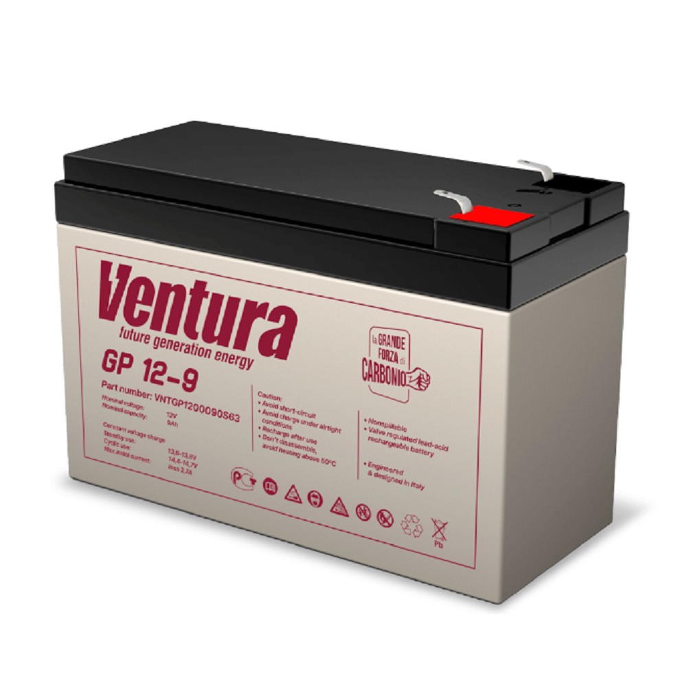 АКБ Ventura GP 12-9 12V/9Ah {S63 (F2), ДхШхВ 151х65х100мм, 2.55кг, срок службы 6-9 лет} арт. GP 12-9 Vnt