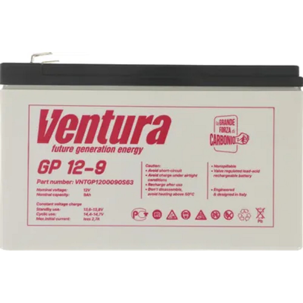 АКБ Ventura GP 12-9 12V/9Ah {S63 (F2), ДхШхВ 151х65х100мм, 2.55кг, срок службы 6-9 лет} арт. GP 12-9 Vnt