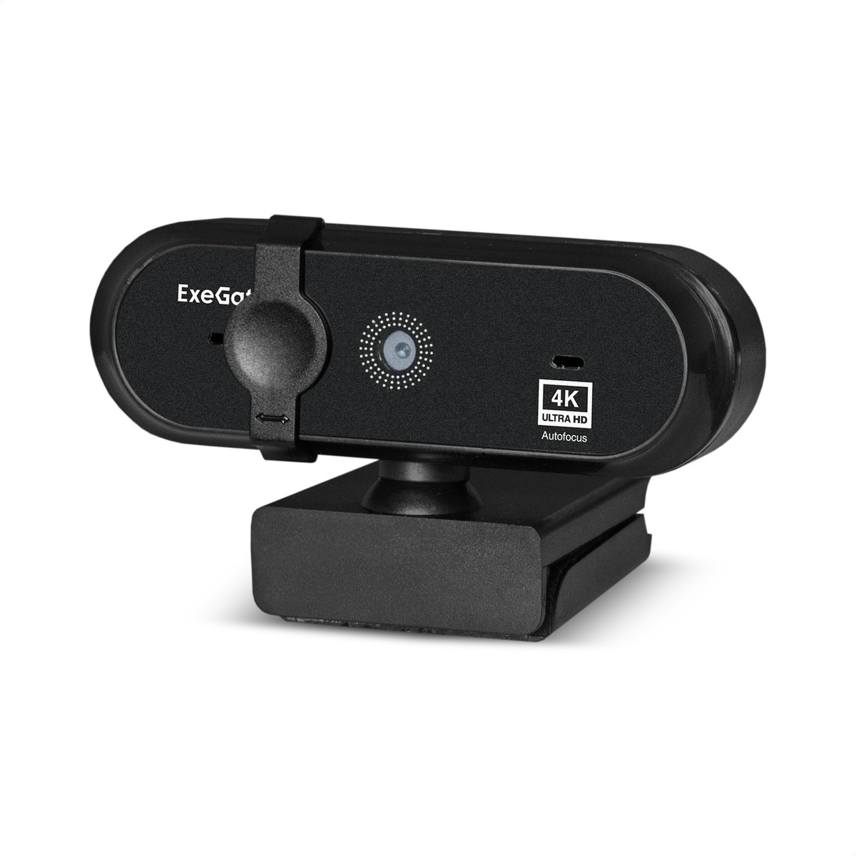 ExeGate Stream HD-4000 4K UHD AF (8Мп, 3840x2160, 30fps, H.264, автоматический фокус, защитная шторка, 4-линзовый объектив (стекло), стерео микрофон с шумоподавлением, универсальное крепление, USB, ка арт. EX299094RUS