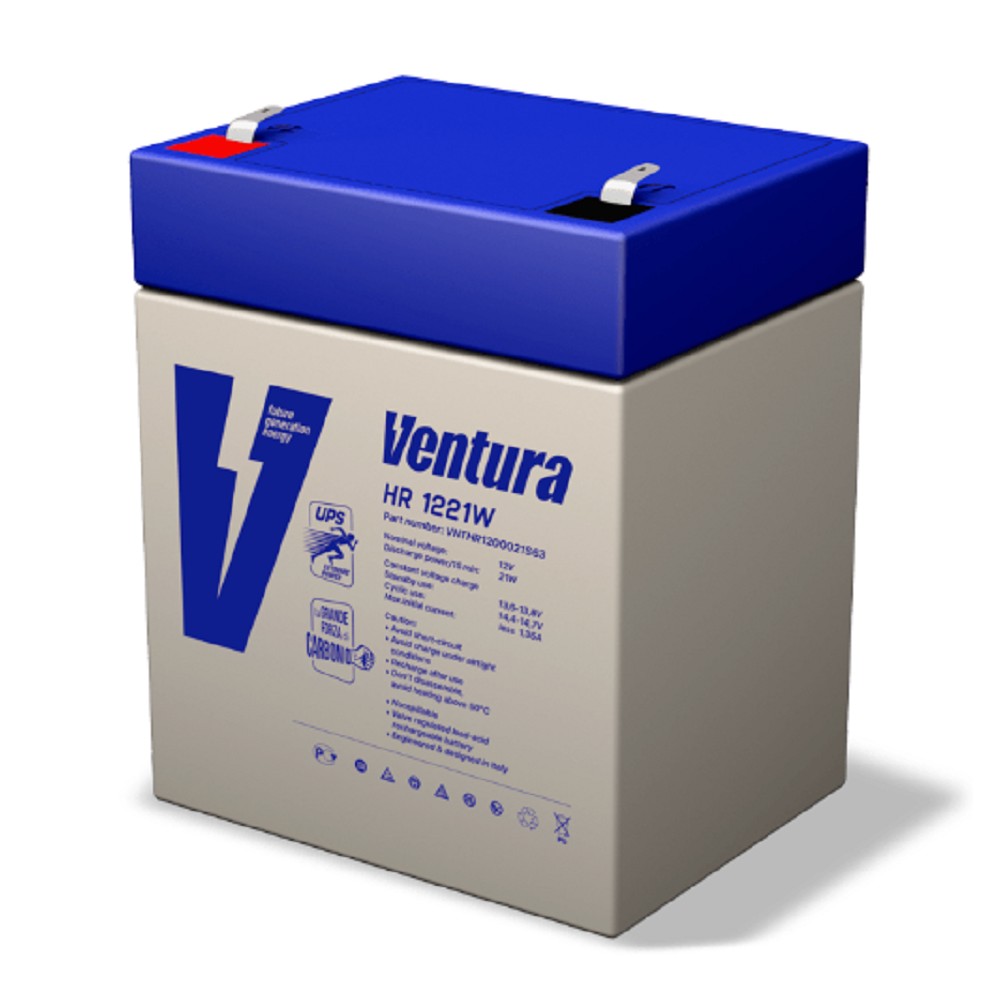 АКБ Ventura HR 1221W 12V/131 Вт/блок {5Ач, S63 (F2), ДхШхВ 90х70х105мм, 1.62кг, срок службы 10 лет} арт. HR 1221W Vnt