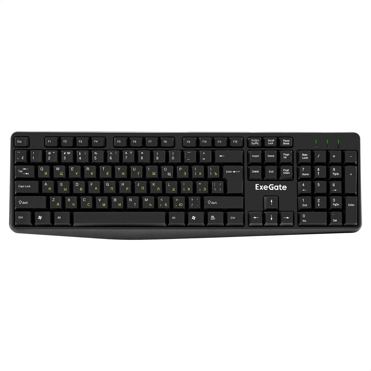 Exegate EX298364RUS Клавиатура ExeGate Smart K120 (USB, полноразмерная, влагозащищенная, 104кл., Enter большой, длина кабеля 1,6м, черная, RTL)