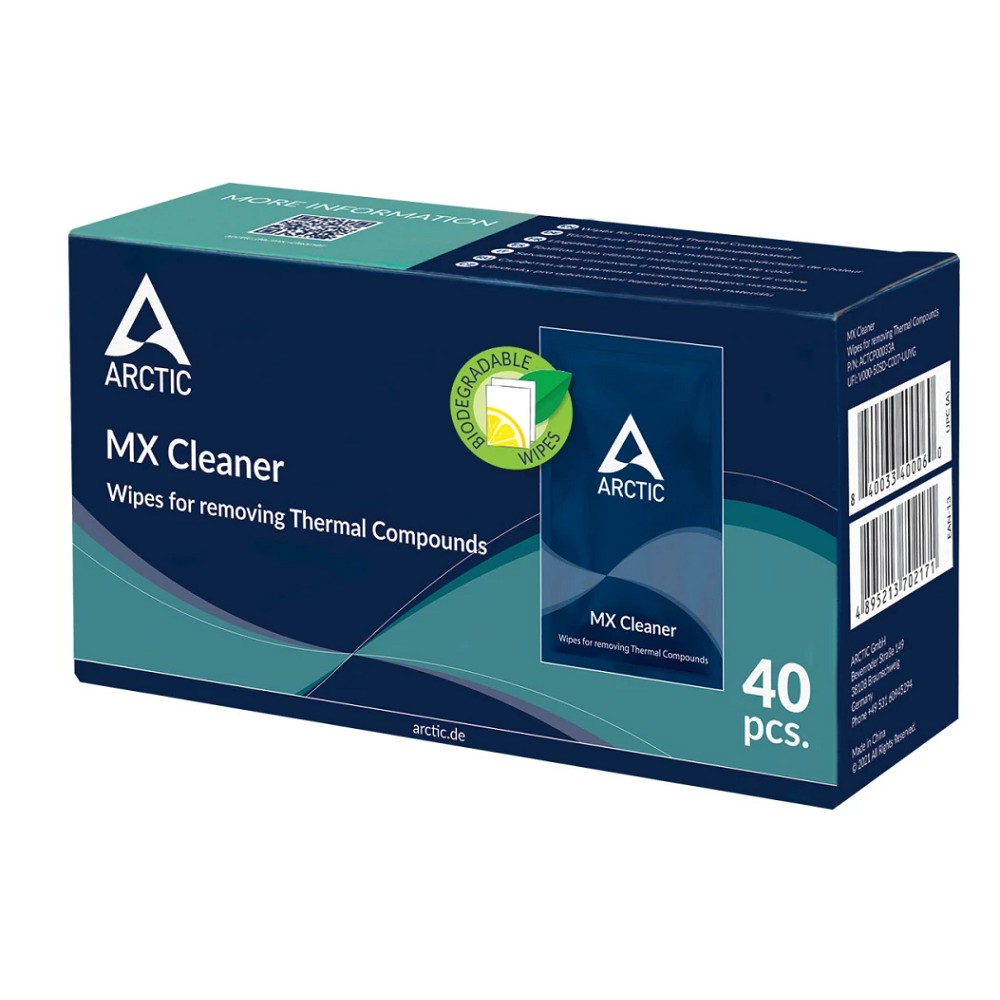 Салфетки для снятия термопасты MX Cleaner wipes (Box of 40 bags) ACTCP00033A Arctic