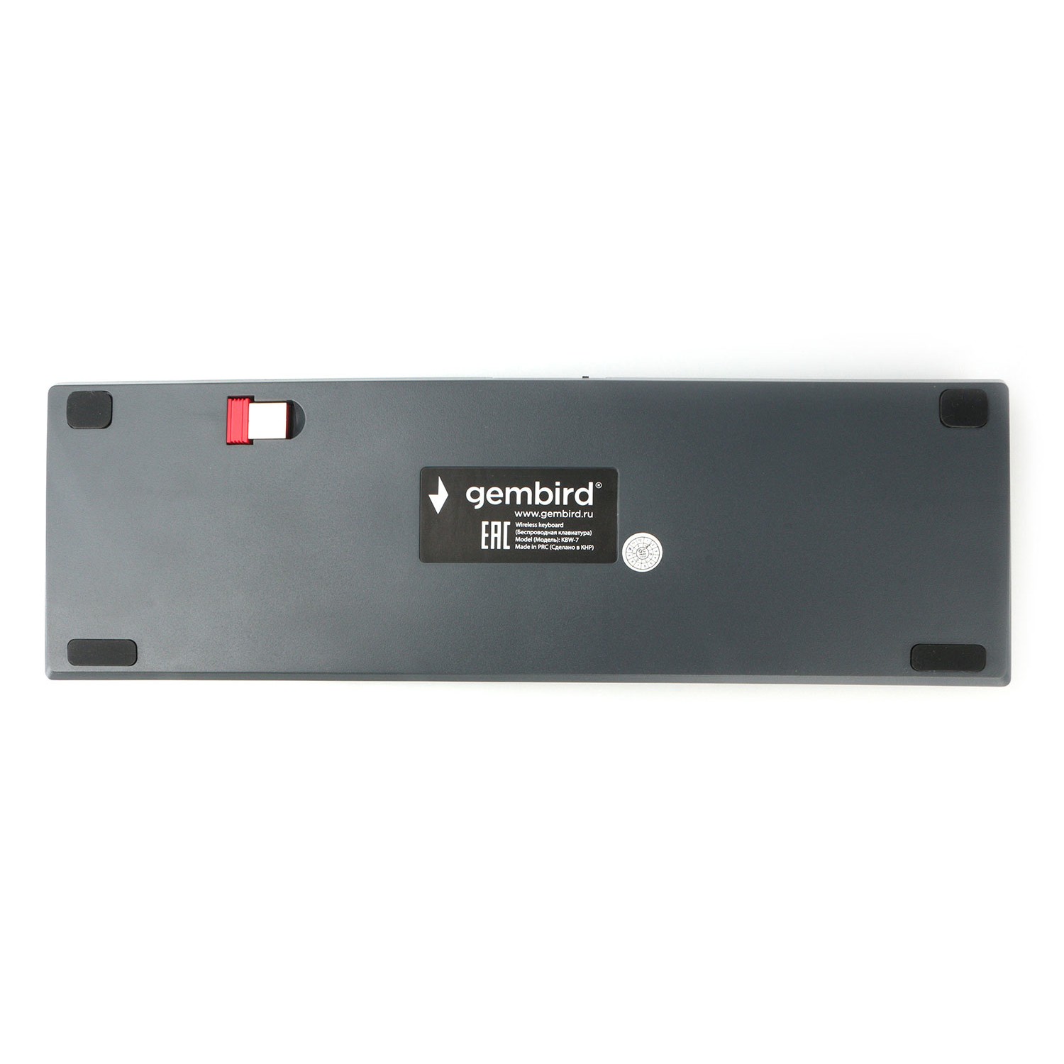 Клавиатура беспроводная Gembird KBW-7, 68кл, Rainbow, синие свитчи, BT 5.0/2.4/USB, серая