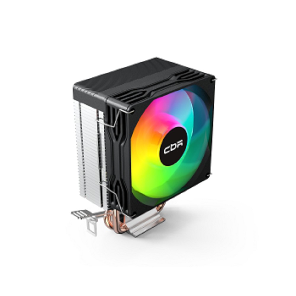 CBR-CC-2115-RGB-PWM Кулер для процессора, Al+Cu, 2 heat pipes, Socket 775/1155/1156/1150/1151/1200/1700/940/AM2/АМ2+/АМ3/AM3+/FM1/FM2/AM4/AM5, TDP 115W, 90mm Fan, 2600RPM, HB, RGB, PWM, 32db