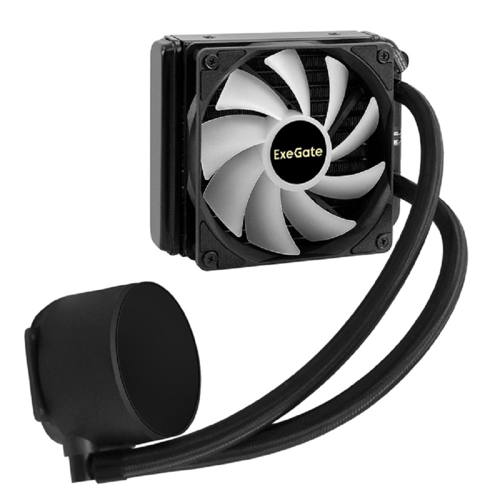 Exegate EX298720RUS Комплект водяного охлаждения ExeGate BlackWater-120V3.PWM.RGB (RGB подсветка, LGA2066/2011/1366/1150/1151/1155/1156/1200/1700/1851/AM4/AM5/FM1/FM2/FM2+/AM2/AM2+/AM3/AM3+, TDP 150W,