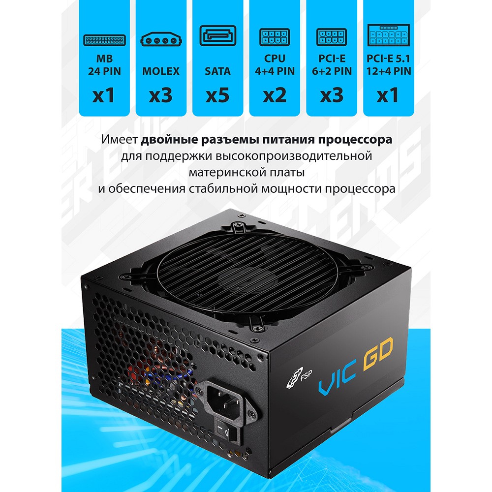 Блок питания FSP VIC-850GD ATX 850W, 80+ GOLD (POA8500101)