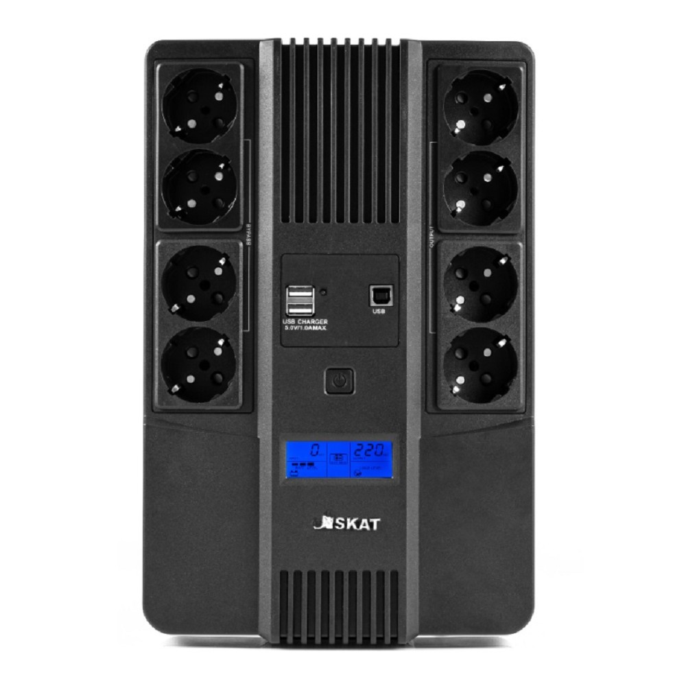 ИБП Бастион SKAT-UPS 1000-AID-IN-1x9-8 {Line-interactive, 1000/600Вт, LCD-дисплей, USB/ RJ-45, АКБ 1х 9Ач, сверху ЕВРО 4+4, реестр МПТ} (8934) арт. 8934 SKAT-UPS 1000-AID-IN-1x9-8