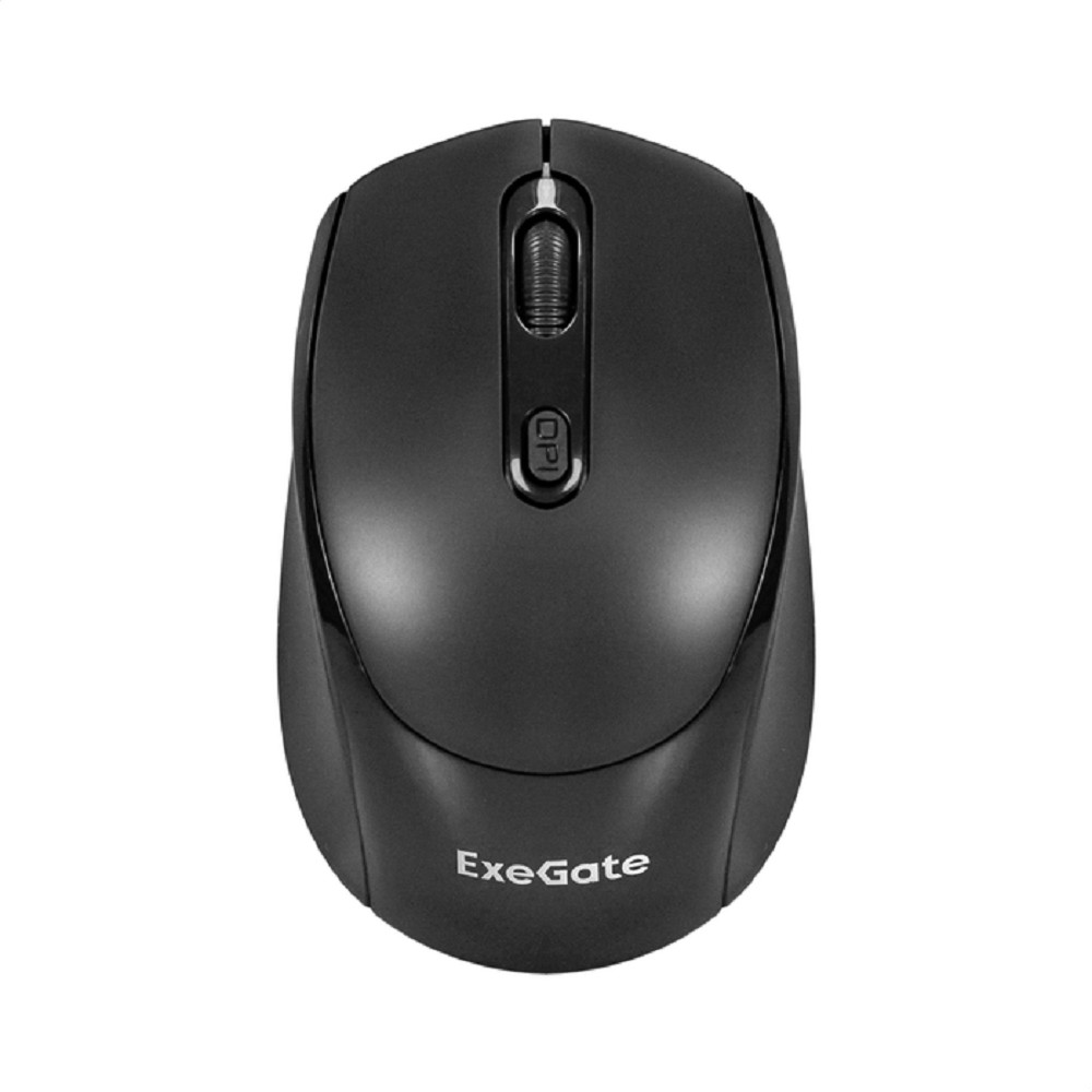Exegate EX298896RUS Беспроводная мышь ExeGate Professional Standard SR-9005 (радиоканал 2,4 ГГц, USB, оптическая, 1200dpi, 4D, 4 кнопки и колесо прокрутки, черная, RTL)