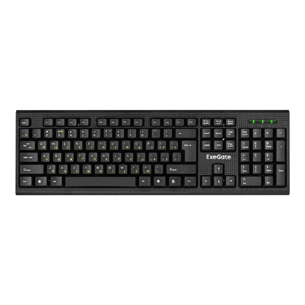 Exegate EX298912RUS Комплект ExeGate Professional Standard Combo MK170 (клавиатура влагозащищенная 104кл. + мышь оптическая 1200dpi, 3 кнопки и колесо прокрутки, длина кабелей 1,5м; USB, черный, RTL)