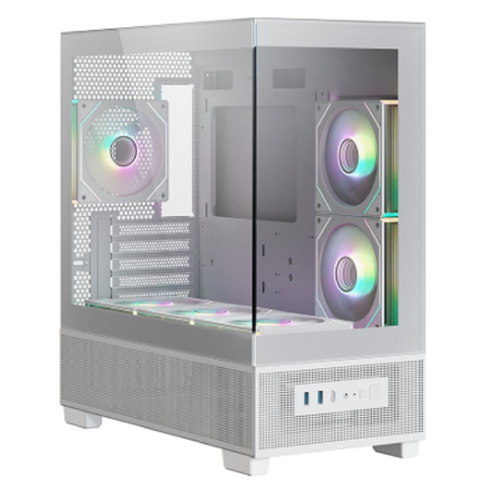XASTRA Q500M 6ARGB-C10-UC White mATX/Aquarium/Screewless/ 6x120mm ARGB PWM FM fans/Argb+PWM HUB 10port/ Type-C/ Q500M-6FM12A-C10-UC-WH