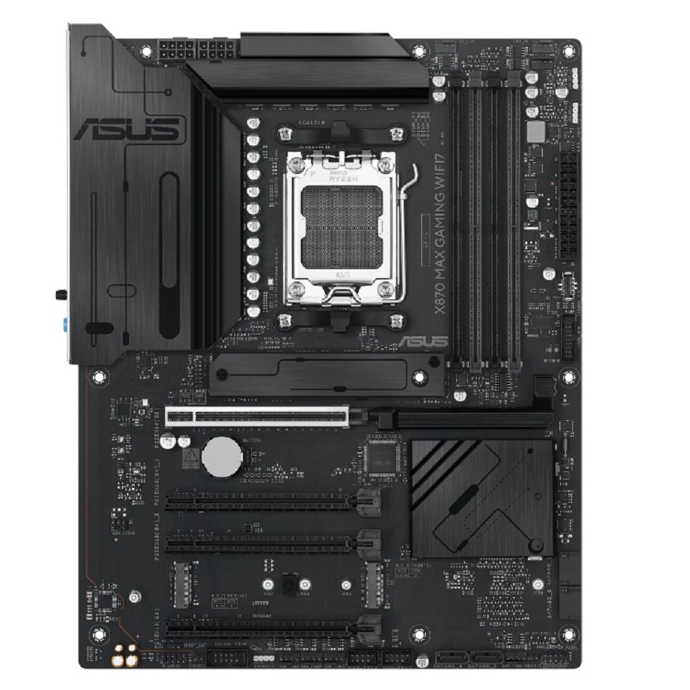 ASUS X870 MAX GAMING WIFI7 (Socket AM5, ATX, 4xDDR5(256GB), HDMI, 1xPCIe 5.0x16/2xPCIe 4.0x16/xPCIe 3.0x16, 1xLAN (2.5GbE), Wi-Fi 7, BT, 4xSATA 6Gb/s, 3xM.2, 2xUSB4 Type-C, 4xUSB 3.2, 4xUSB 2.0)