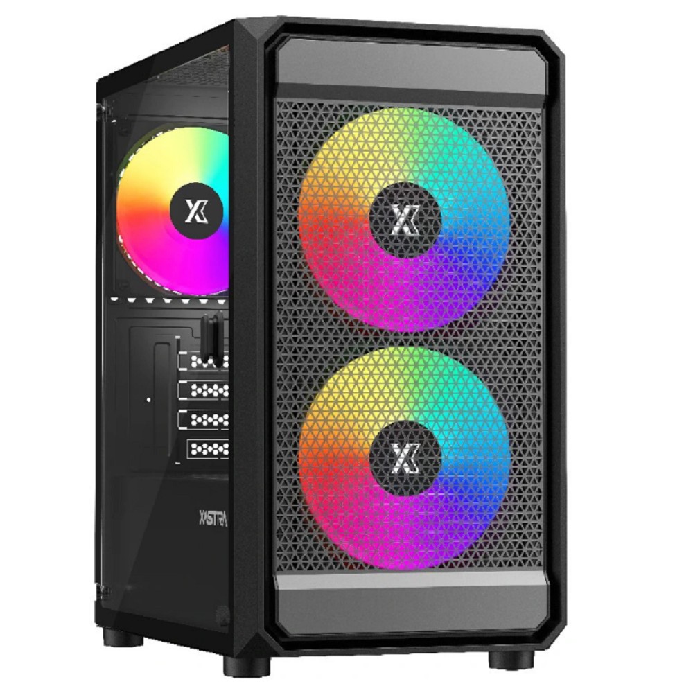 XASTRA Корпус A303M 3ARGB Black mATX/Mesh/ tempered glass / 2x140mm + 1x120mm ARGB PWM fans/ Door/ A303M-2FC14A-1FC12A-D