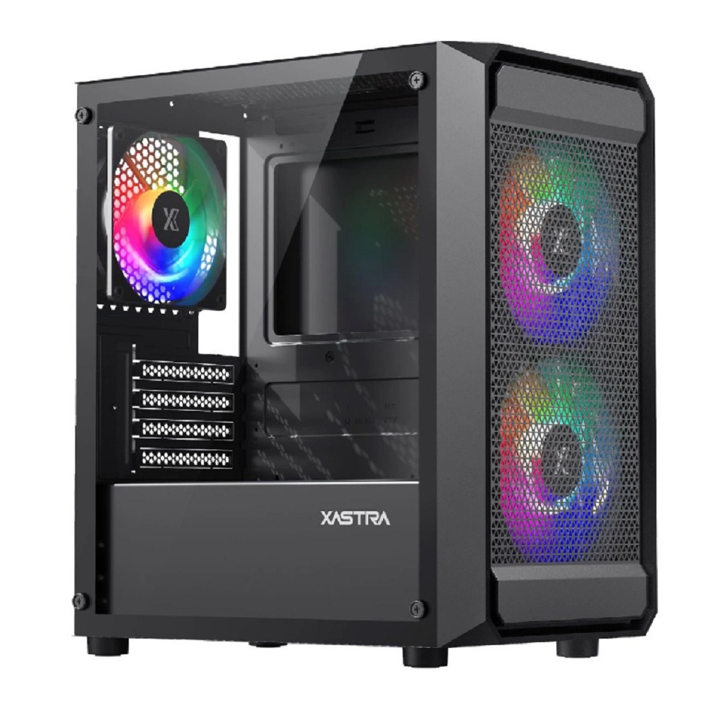 XASTRA Корпус A303M 3FRGB Black mATX/Mesh/ tempered glass / 2x140mm + 1x120mm FRGB fans/ A303M-2FC14F-1FC12F