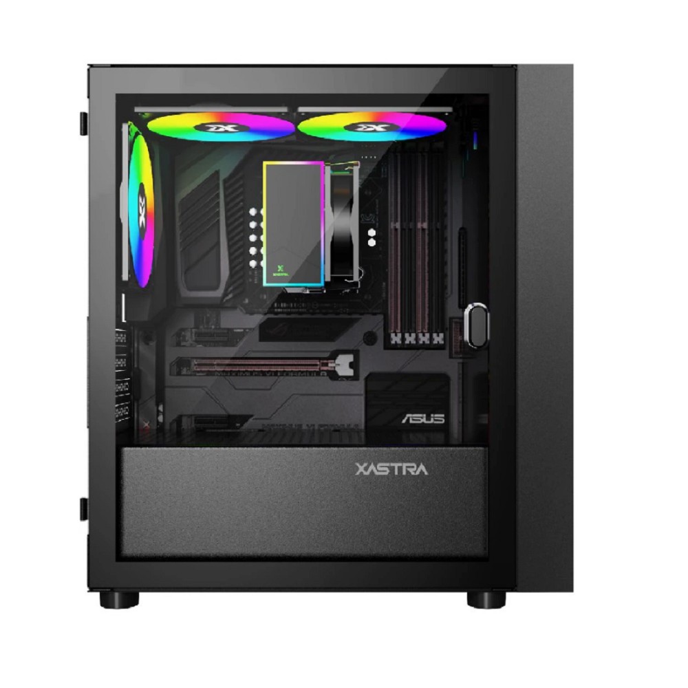XASTRA Корпус A305M 3ARGB Black mATX/Mesh/ tempered glass / 2x140mm + 1x120mm ARGB PWM fans/ Door/ A305M-2FC14A-1FC12A-D