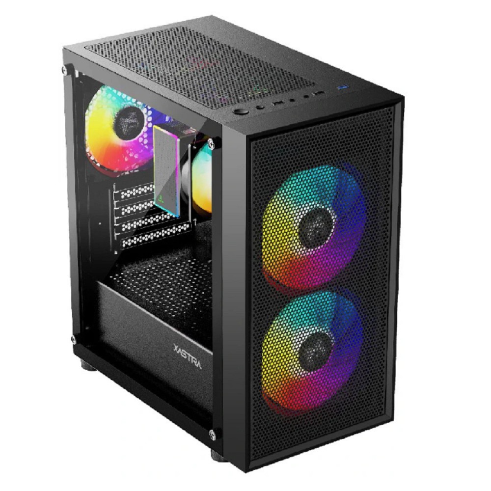 XASTRA Корпус A305M 3FRGB Black mATX/Mesh/ tempered glass / 2x140mm + 1x120mm FRGB fans/ A305M-2FC14F-1FC12F