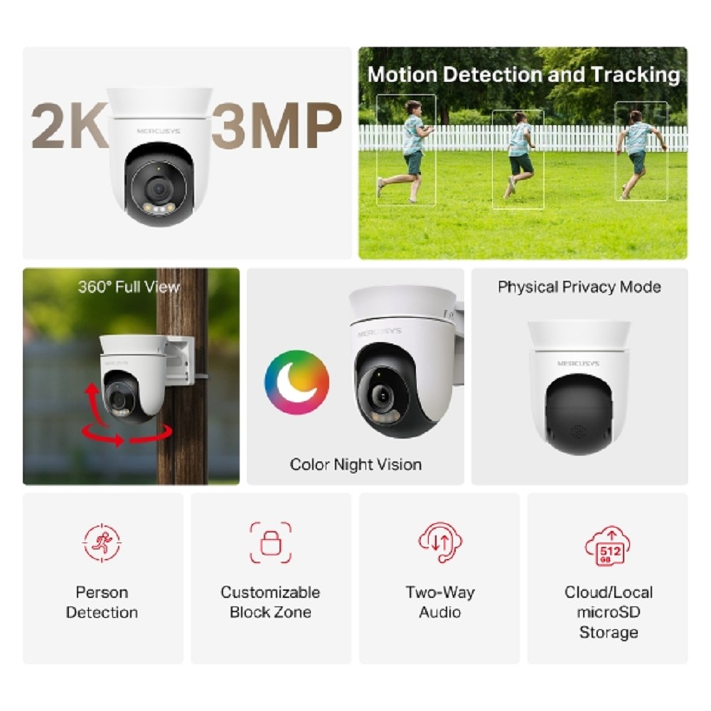 Mercusys MC510 Умная уличная поворотная Wi-Fi камера