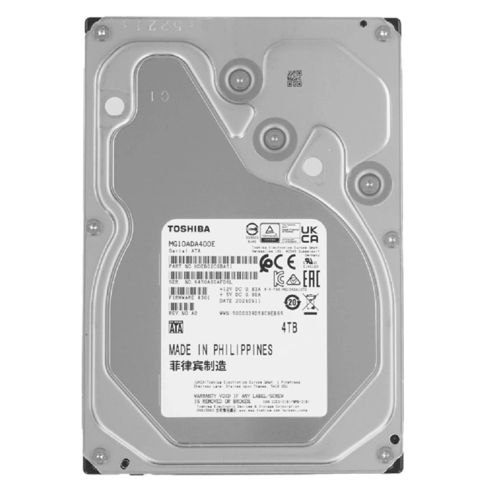 Toshiba Enterprise HDD 3.5" SATA 4TB, 7200 rpm, 512MB buffer, 512e/4Kn, MG10ADA400E, 1 year