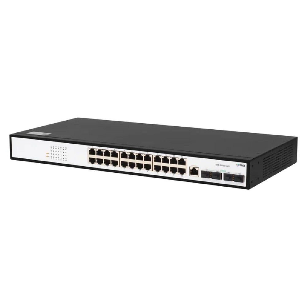 SNR Управляемый коммутатор уровня 2+, 24 порта 10/100/1000Base-T, 4 порта 1/10G SFP+, встроенный БП ~220V AC арт. SNR-S5110G-24TX