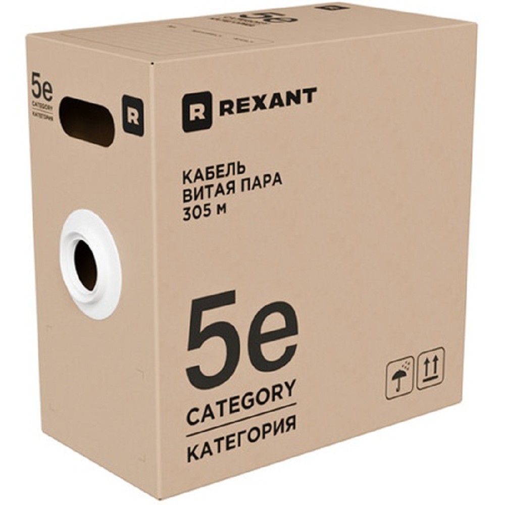 Кабель информационный Rexant 02-0027-R кат.5E F/UTP 4 пары 24AWG PE внешний 305м черный