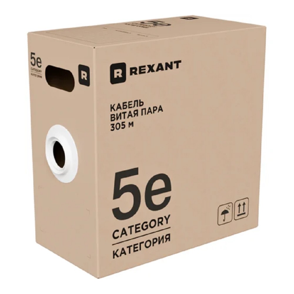 Кабель информационный Rexant 02-0027-R кат.5E F/UTP 4 пары 24AWG PE внешний 305м черный