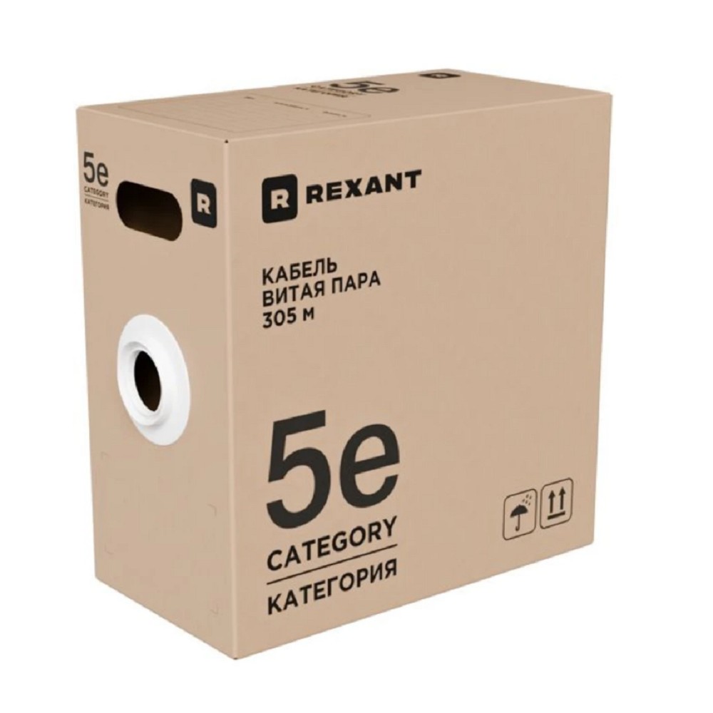 Кабель информационный Rexant 01-0069-R кат.5E U/UTP 4 пары 24AWG нг(А)-HF внутренний 305м серый