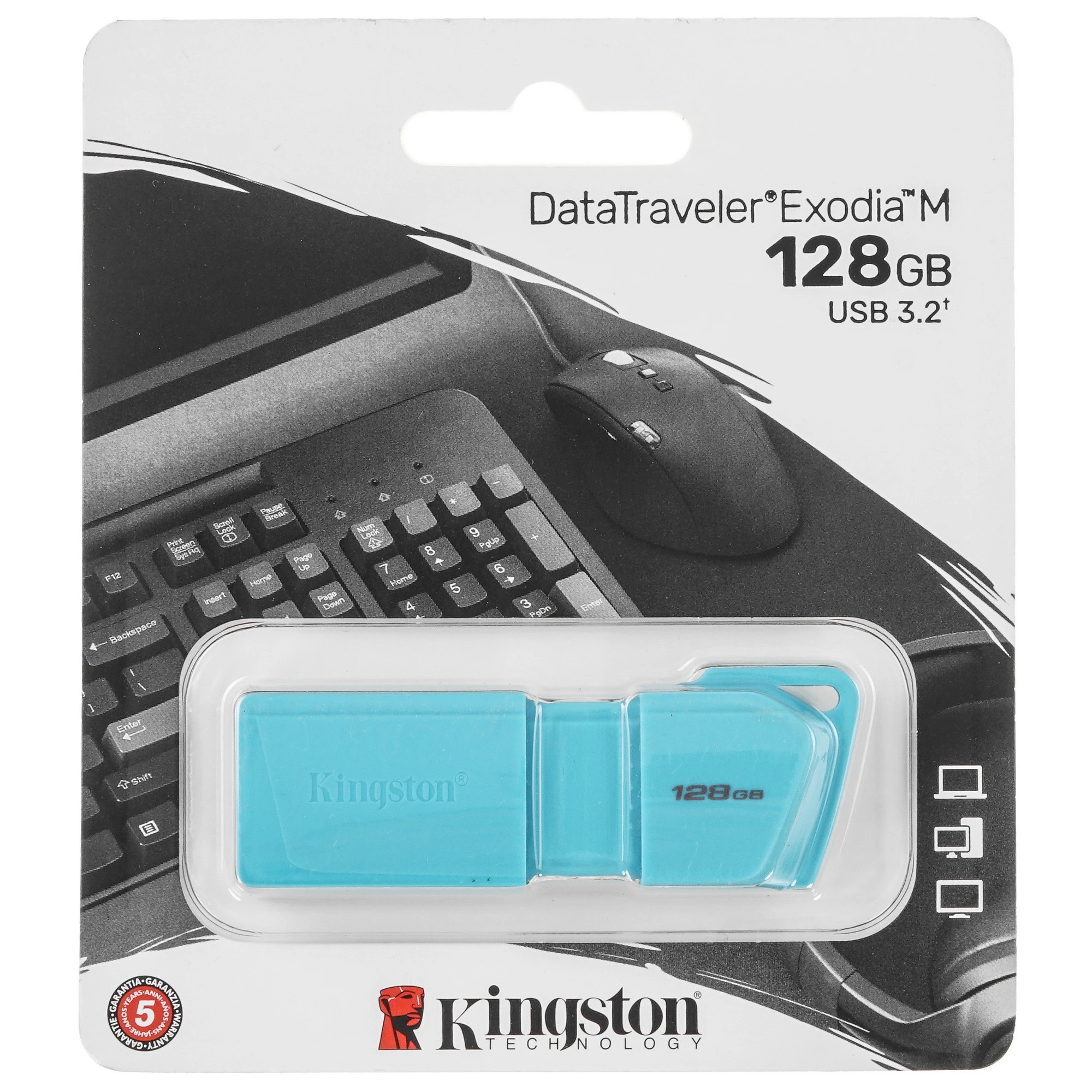 Kingston USB Drive 128GB USB 3.2 DT Exodia M DTXM - NEON (AQUA BLUE) арт. KC-U2L128-7LB