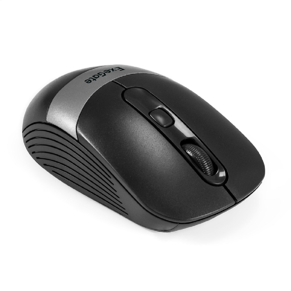 Exegate EX298895RUS Беспроводная мышь ExeGate Professional Standard FG-10 Grey (радиоканал 2,4 ГГц, USB, оптическая, 1200dpi, 4D, 4 кнопки и колесо прокрутки, черная, серая вставка, RTL)