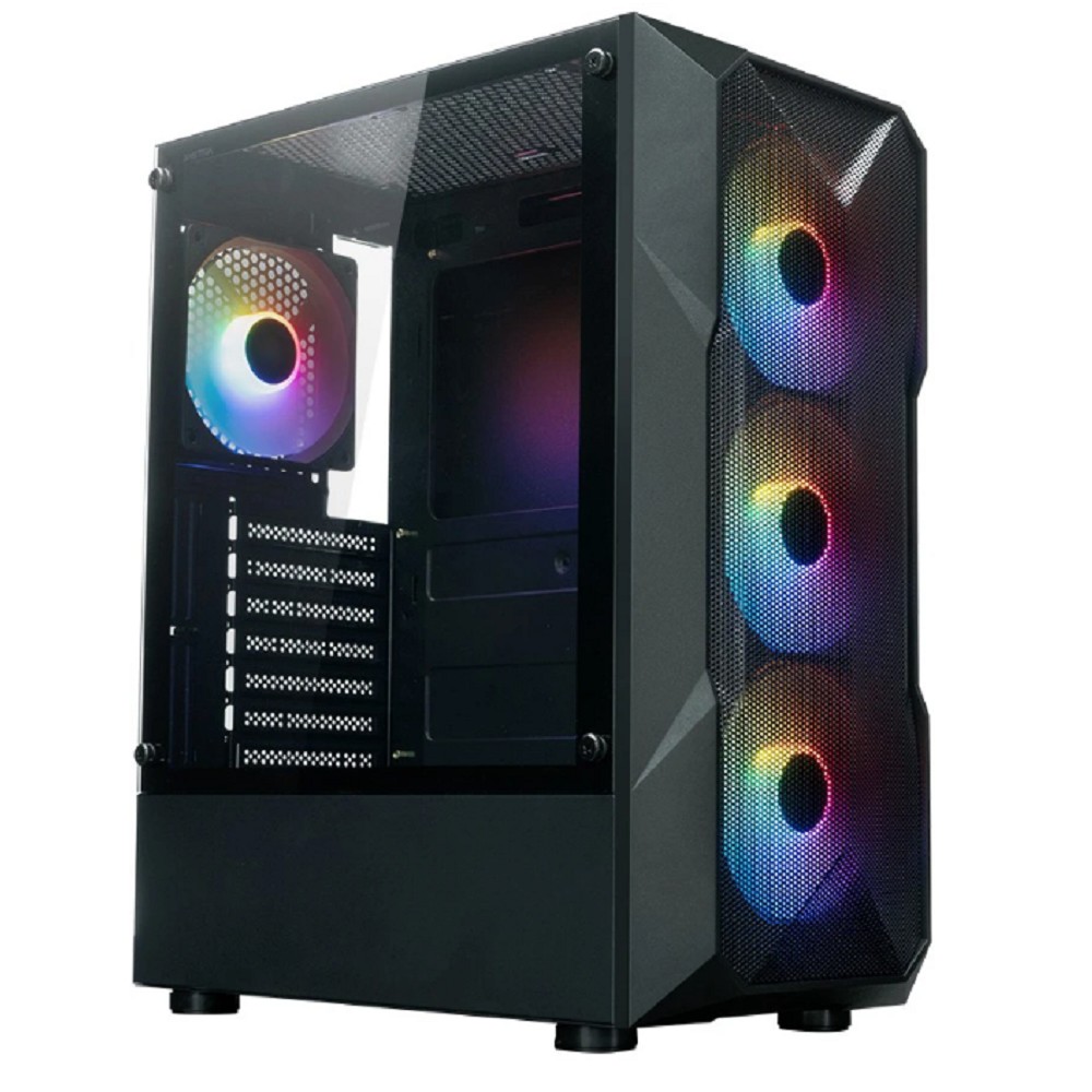 XASTRA Корпус A304 4FRGB Black ATX/Mesh/half-size TG/4x120mm FRGB FC fans/ A304-4FC12F