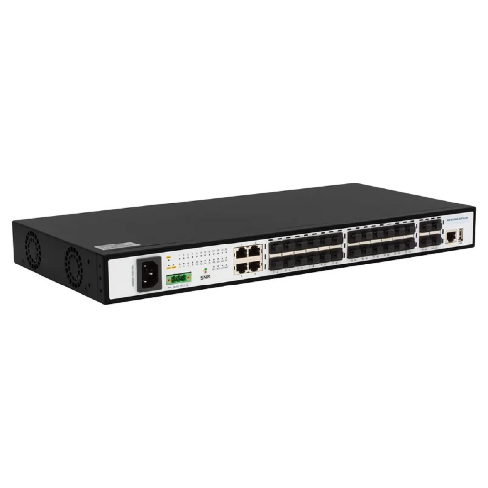 SNR Управляемый коммутатор уровня 2+, 20 портов 100/1000Base-X SFP, 4 порта Combo 10/100/1000Base-T|100/1000Base-X SFP, 4 порта 1/10G SFP+, встроенный БП ~220V AC, разъем для АКБ 12V с возможностью за арт. SNR-S5210G-24FX-UPS