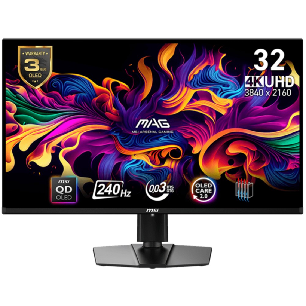 MSI 31.5" MAG 321UPX QD-OLED {QD-OLED Flat 3840x2160 240Hz 0.03ms 2xHDMI DisplayPort USB-C Tilt Swivel Height Pivot VESA} MicroStar арт. 9S6-3DD39T-032