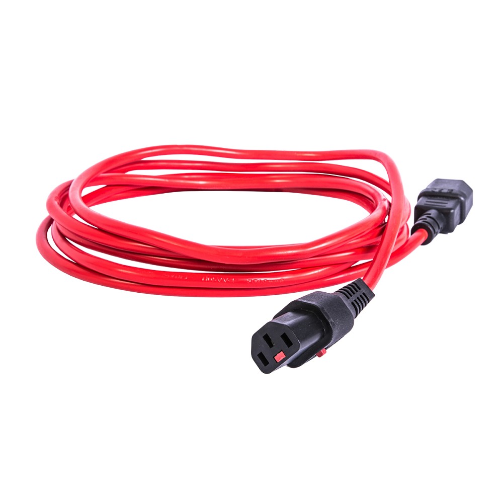 ЦМО Шнур питания с фиксатором IEC 60320 C13/IEC 60320 C14, 10 А / 250 В (3 х 1,0), длина 1,8 м, красный арт. R-10-Cord-C13-C14-1.8-Red