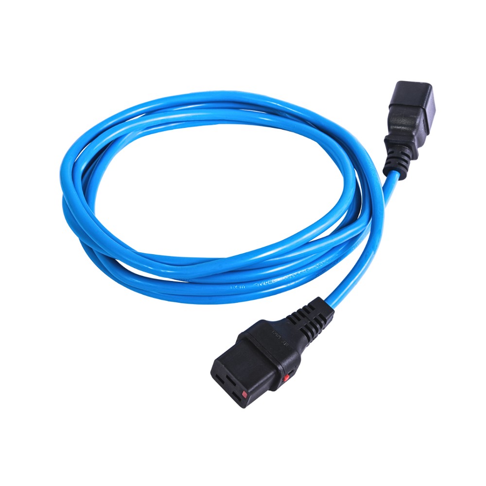 ЦМО Шнур питания с фиксатором IEC 60320 C19/IEC 60320 C20, 16 А / 250 В (3 х 1,5), длина 3 м, синий арт. R-16-Cord-C19-C20-3-Blue