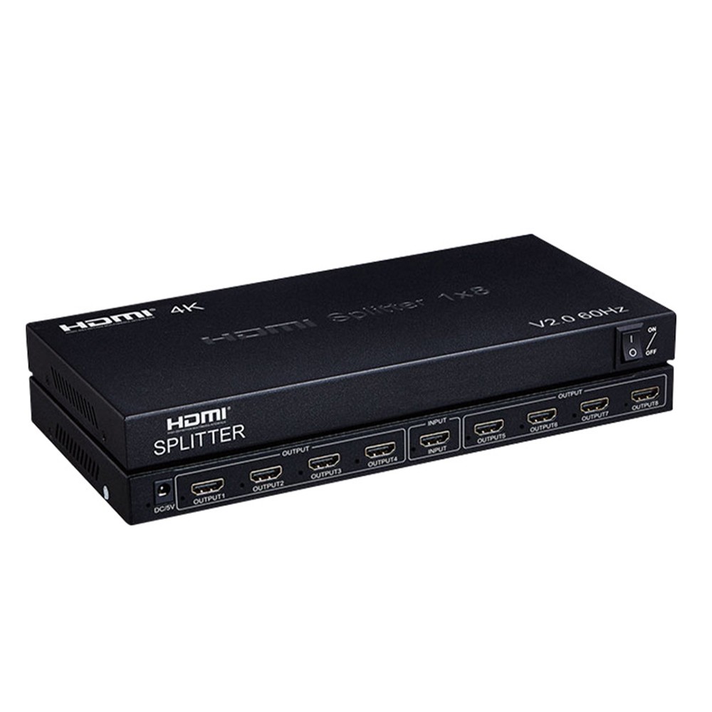 ORIENT HSP0108HV2-2.0, HDMI разветвитель 1->8, UHD 4K/60Гц (3840x2160), HDR10, HDMI 2.0b, 18 Гбит/с, HDCP 2.2, внешний БП 5В, метал.корпус (33397)