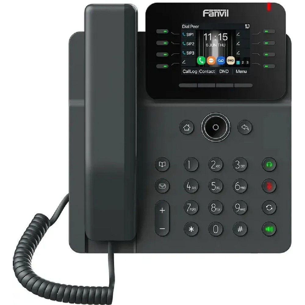 Fanvil V62G (Замена X303G), 12 SIP-акк., 2,8", 320x240 Цвет. экран, POE, БП в комп., 2x1 Gbps, Чёрный