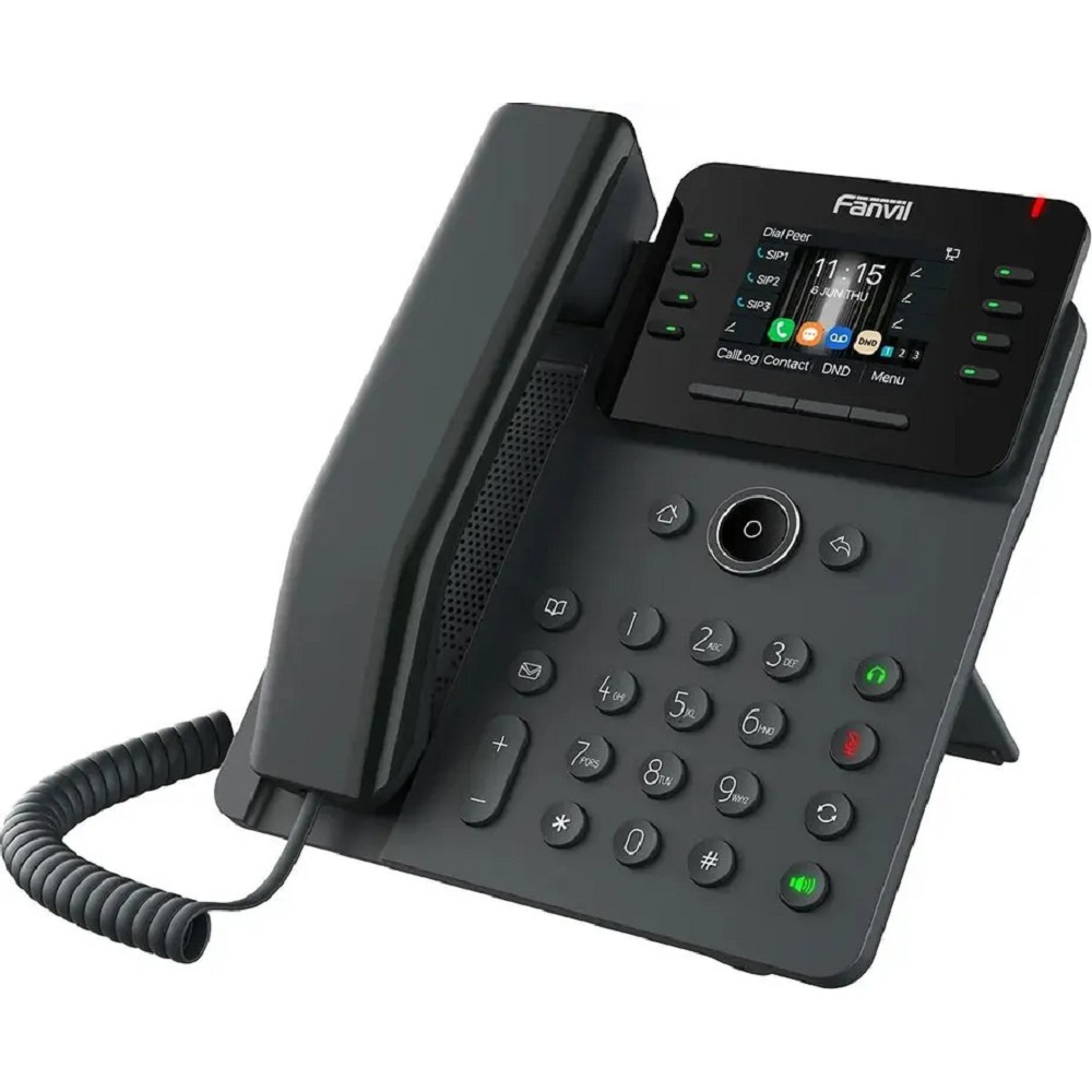 Fanvil V62G (Замена X303G), 12 SIP-акк., 2,8", 320x240 Цвет. экран, POE, БП в комп., 2x1 Gbps, Чёрный